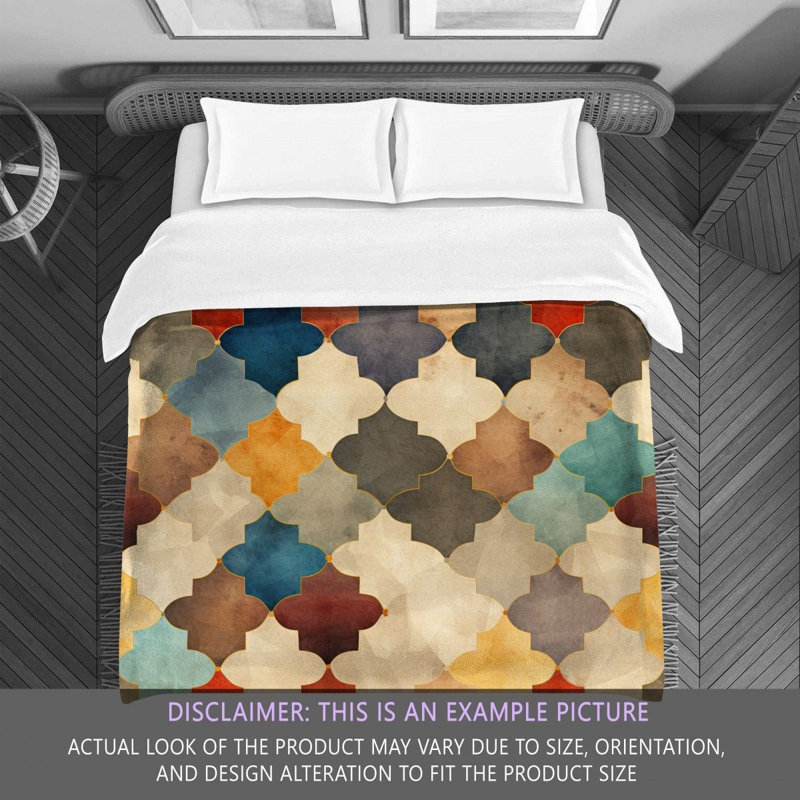Polyester Comforter, Beige/Gray Geometric, King Comforter
