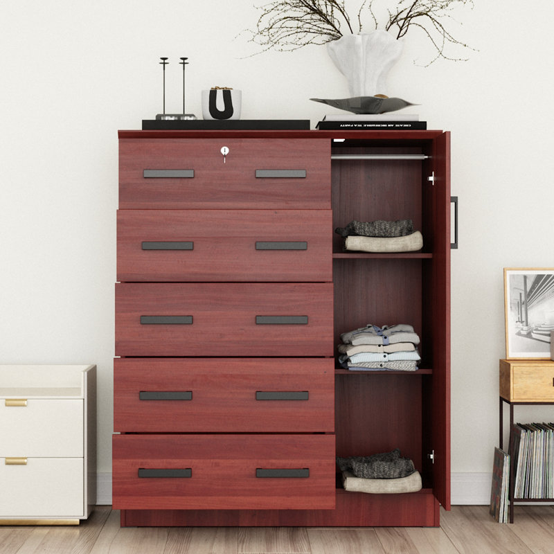Odesser 56" Tall Dresser, Wardrobe Combo, Mahogany