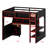 Modern Gaming Loft Bed with Integrated Desk, LED Lighting & Built-in Charging Station-949501077