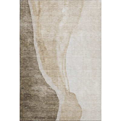Premium Machine Washable Prisco Brown Rug