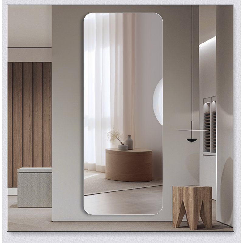 Miroir de coin rond complet pour le salon et la chambre à coucher, verre antidéflagrant argenté de haute qualité de 5 mm, fixation murale avec trous