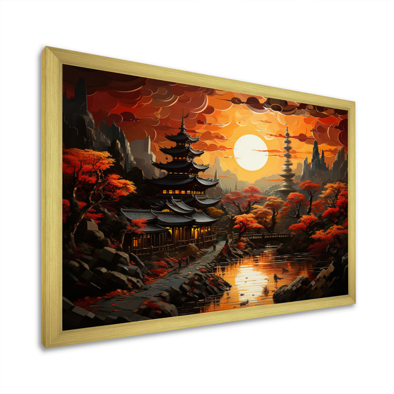 «China Art Dynastic Echoes V», reproduction sur toile, Cadre doré à une seule photo, H 12 po x l 20 po x P 1 po
