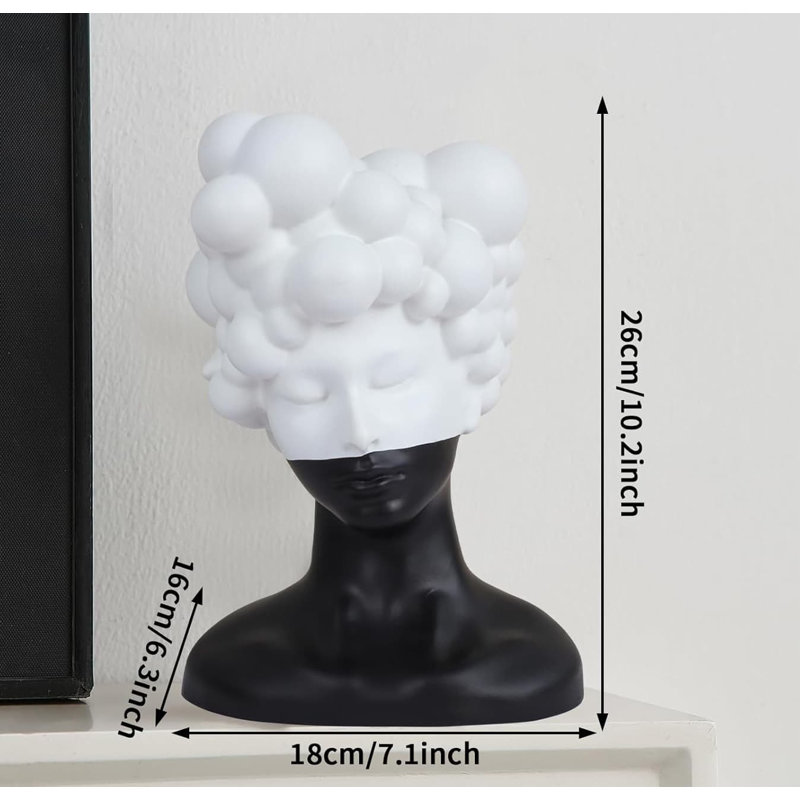 10.2" Black & White Abstract Female Statue - Home Office Desktop Decor