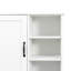 Armoire de buanderie avec portes et tablette, panier à linge inclinable, plusieurs espaces de rangement, style autoportant, tablette ouverte, tablette réglable, blanc-116281077