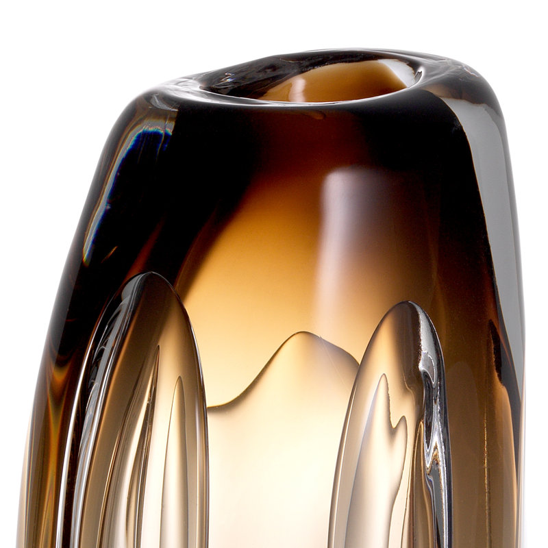 Sianni Handmade Glass Table Vase, Brown, 13" H x 6" W x 4" D