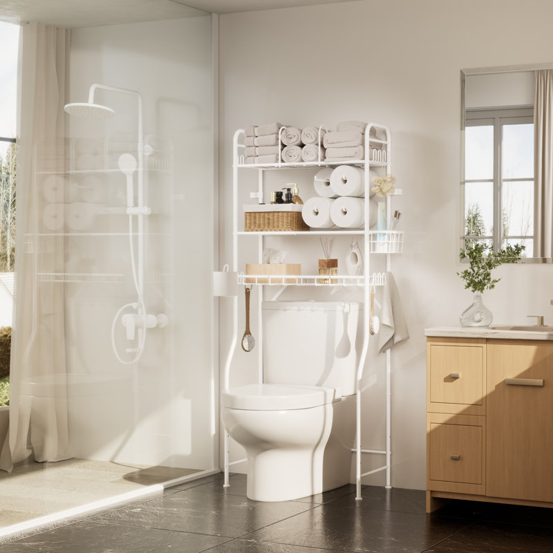 Bathroom Metal Freestanding Over The Toilet Storage, Natural