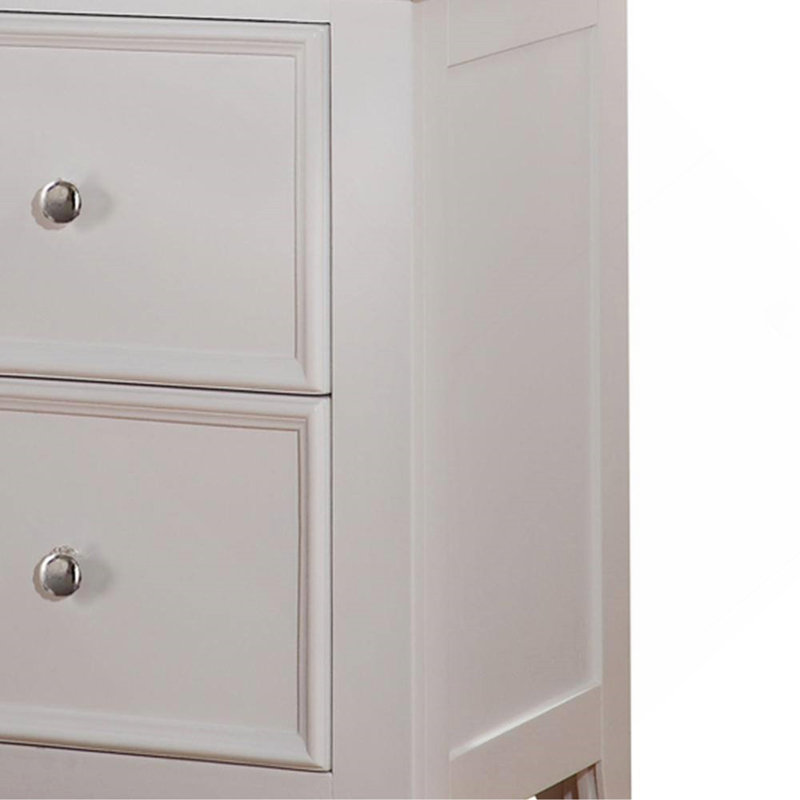 Table de chevet en bois de pin avec 2 tiroirs, blanc