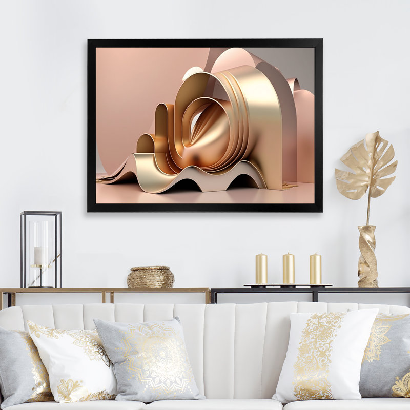 «Minimalistic liquid Gold Architecture V», reproduction sur toile, Impression noire sur toile encadrée