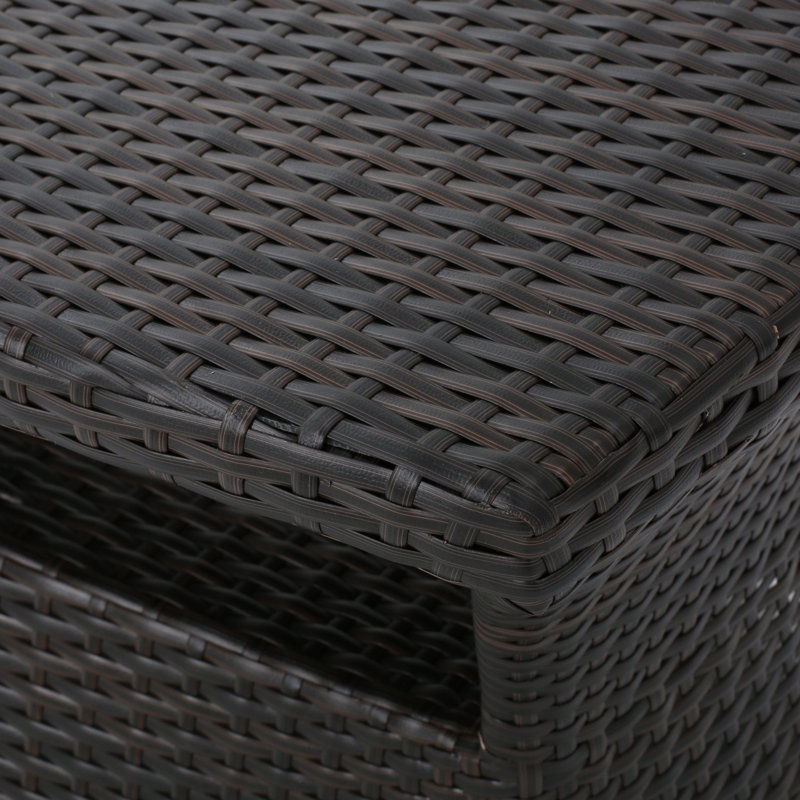 Zyta Rectangular Wicker/Rattan Outdoor Side Table, Brown