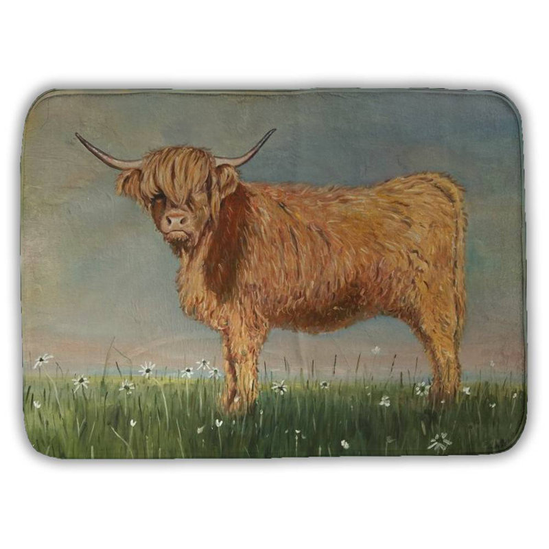 Daisy the highland cow Bath Mat with Non-Slip Backing - Quick Dry Memory Foam Bathroom Rug - Absorbent - Modern Plush Spa-Style - Machine Washable