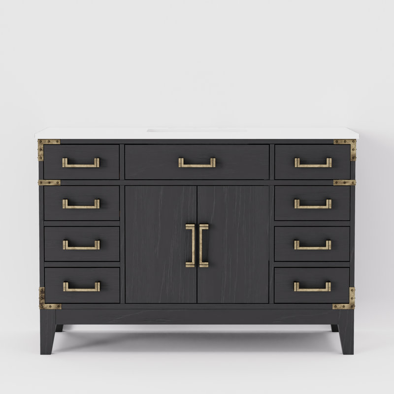 Laurel 48 in W x 22 in D Single Bath Vanity Top, Black Oak, White Cultured Marble