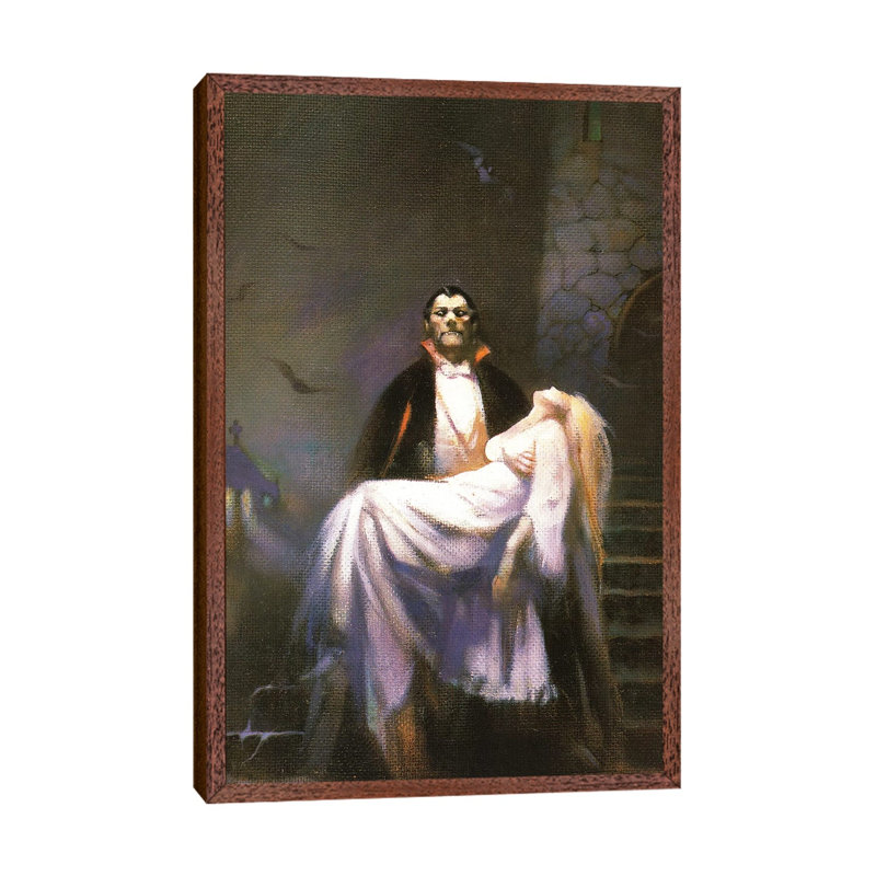 Dracula's Bride by Frank Frazetta - Print on Canvas, Classic Brown Wood Framed Canvas, 66.04 cm H x 45.72 cm W