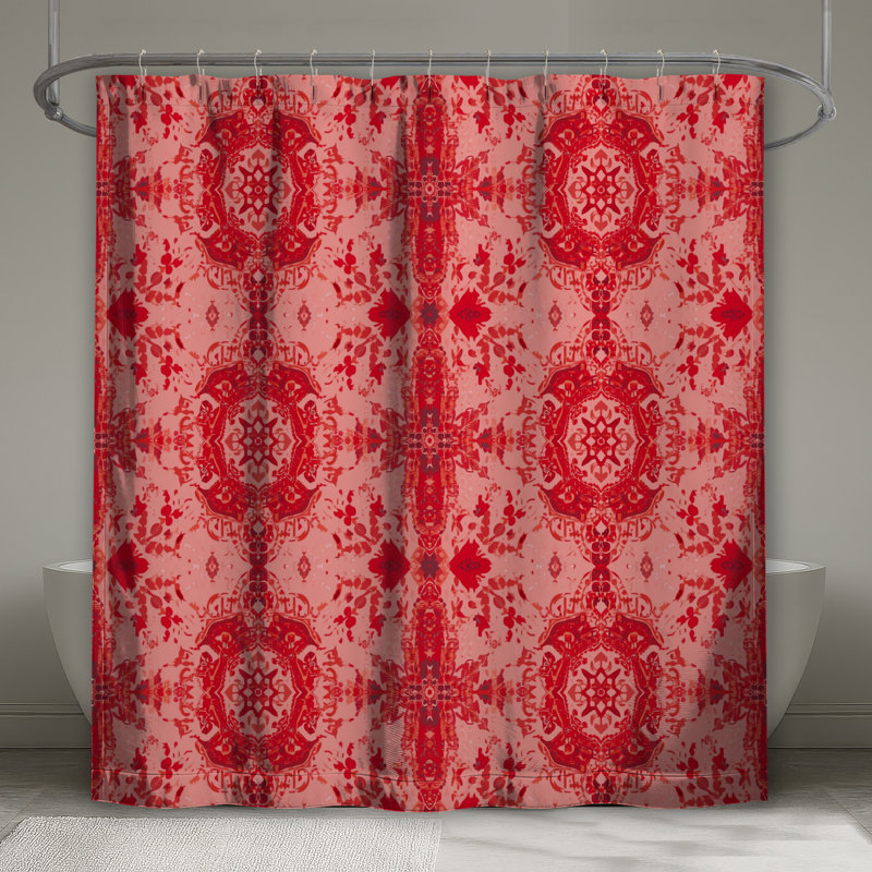Rideaux de douche rouges très longs Mandala, L 70 po x H 72 po