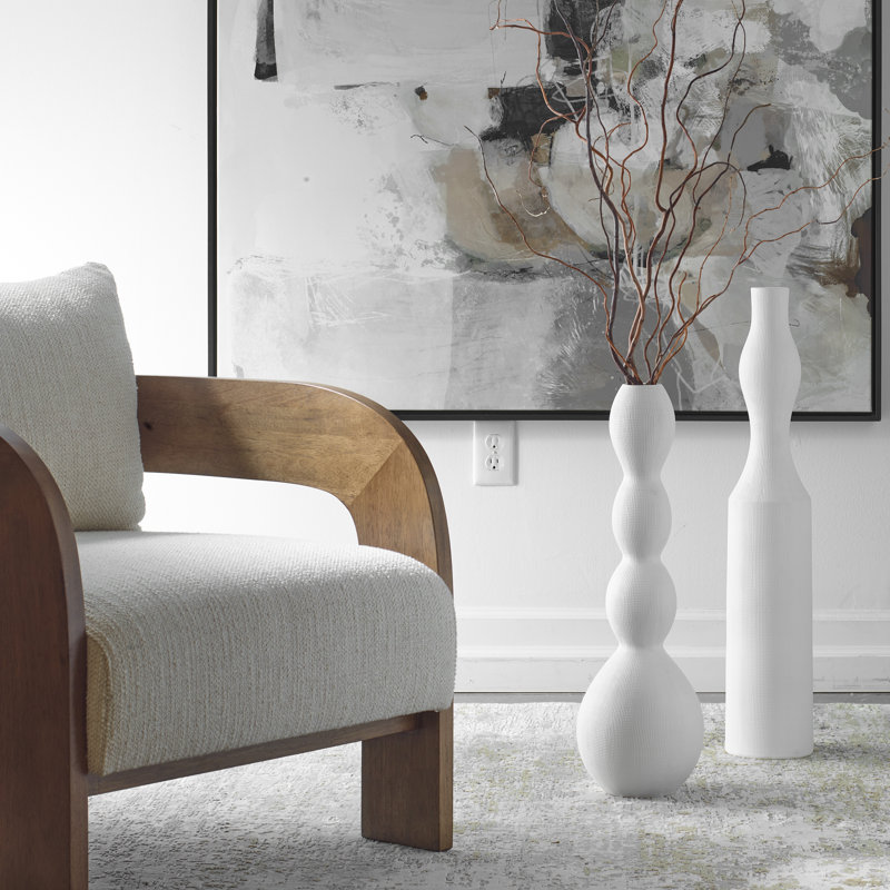 Forma White Ceramic Vases, Large, Set/2
