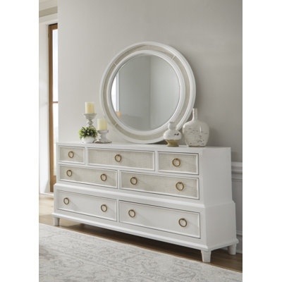 Switchgrass Dresser with Round Mirror - White