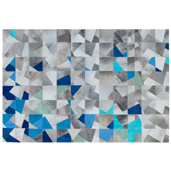 Art Hide Cowhide Area Rug in Blue, Rectangle 9' x 12'