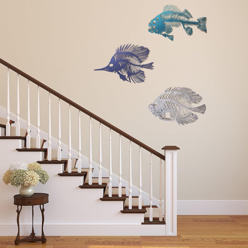 Metal Mural Fish Carving Hanging