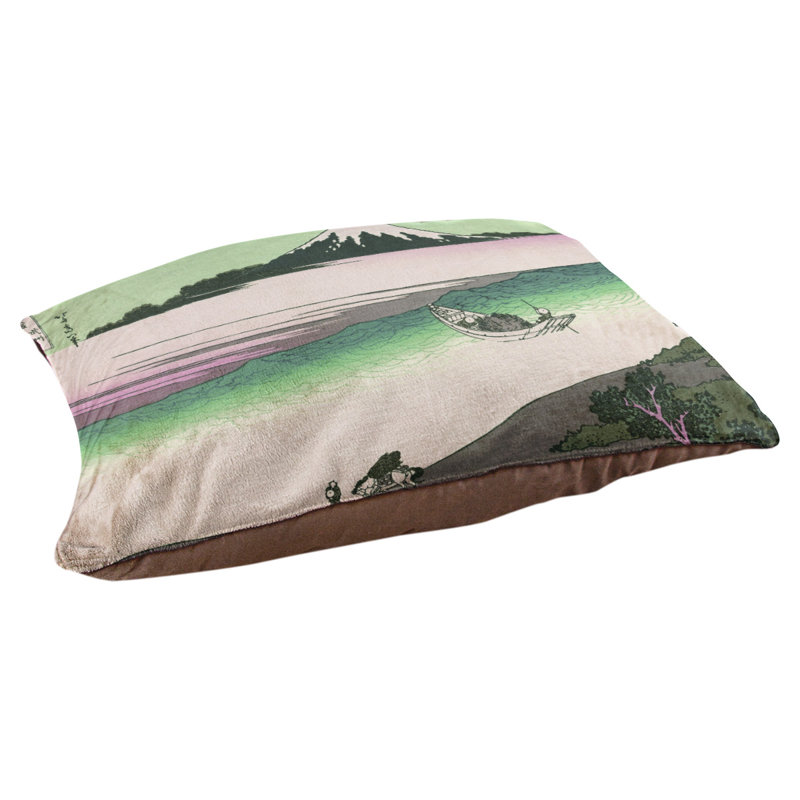 Coussin Burkart Tama River dans la province de Musashi, Moyen (l 42,5 po x P 32,5 po x H 4 po), Vert / gris / rose clair