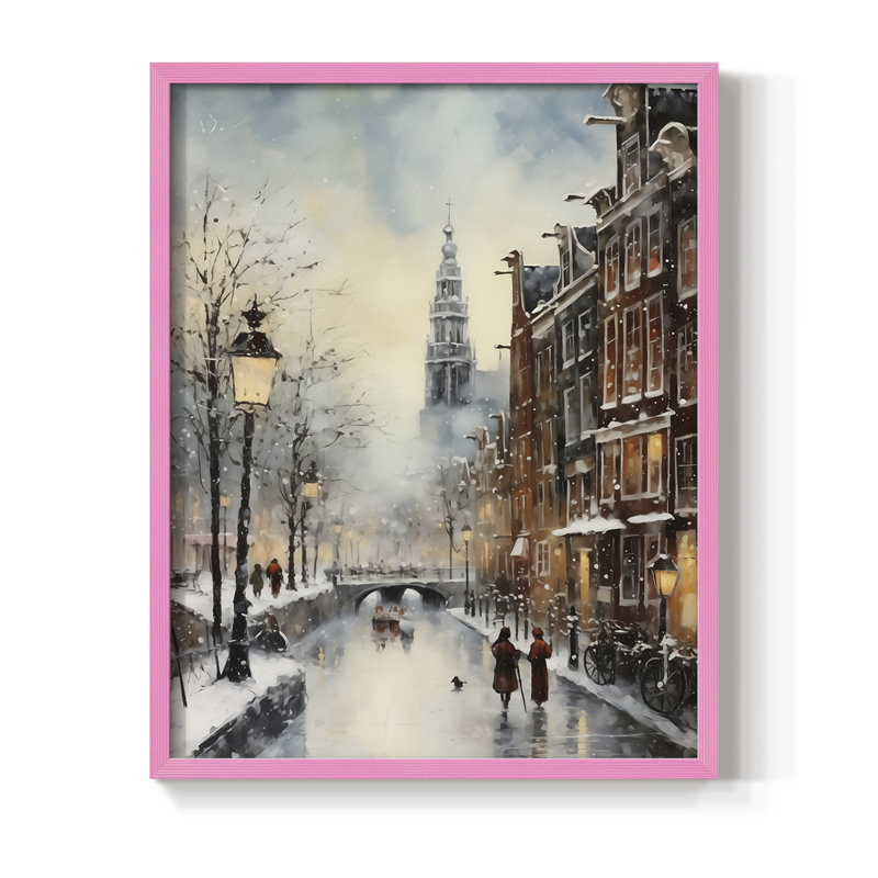 Reproduction d'art encadrée Christmas Christmas DLX - Bois massif, H 21 po x l 17 po, Rose