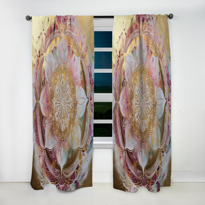 Rose Gold Mandala II - Traditional Velvet Curtain - Room Darkening - 1 panel