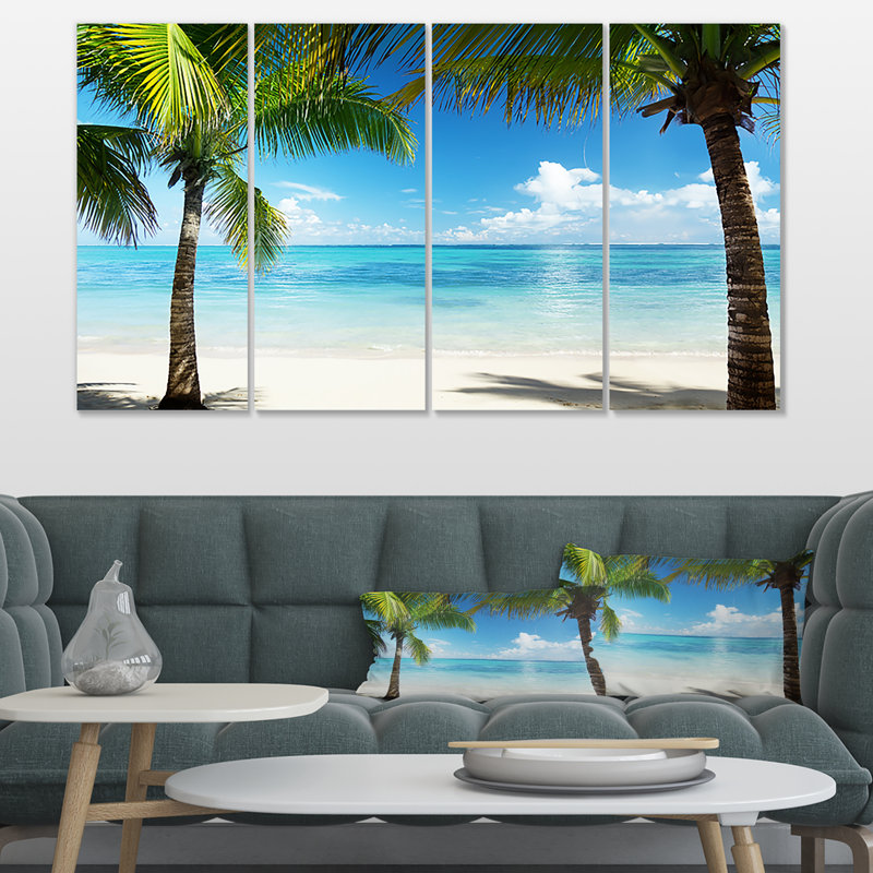 Palmiers et sea-landscape, ensemble de 4 reproductions de photos sur toiles tendues