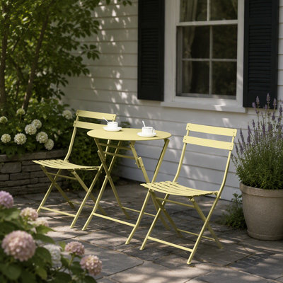 Ensemble de bistro de patio rond pliable en métal avec des chaises confortables à dossier large pour une utilisation intérieure et extérieure