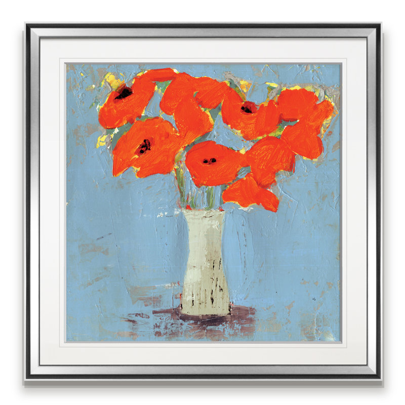 « orange de dépilament », peinture, H 16 po x l 16 po x P 1,5 po, Impression encadrée, Argent argent