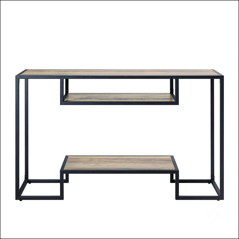 Rustic Oak And Black Finish Sofa Table