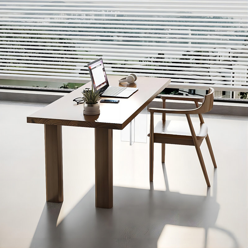 Bureau rectangulaire en bois massif Burlywood, H 29,53 po x l 110,24 po x P 39,37 po