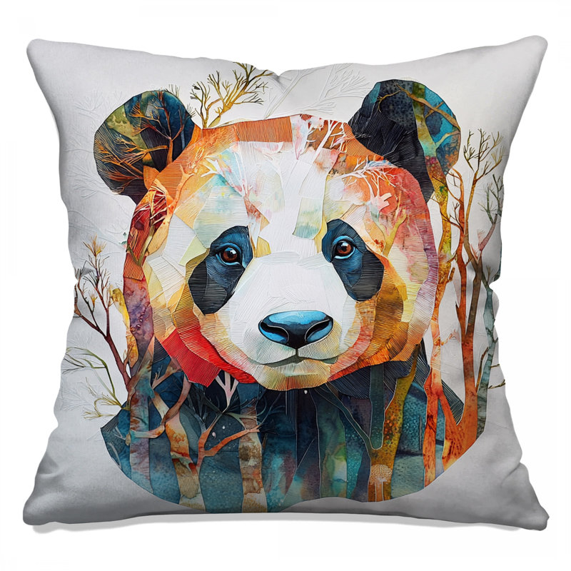Colorful Panda Illustration Double Sided Throw Pillows, 20 x 20 inches