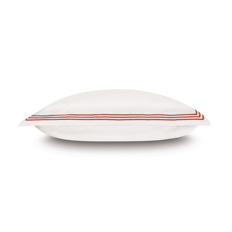 Tessa Cotton Sham Set, Ivory/Scarlet, King, Multi-stripe