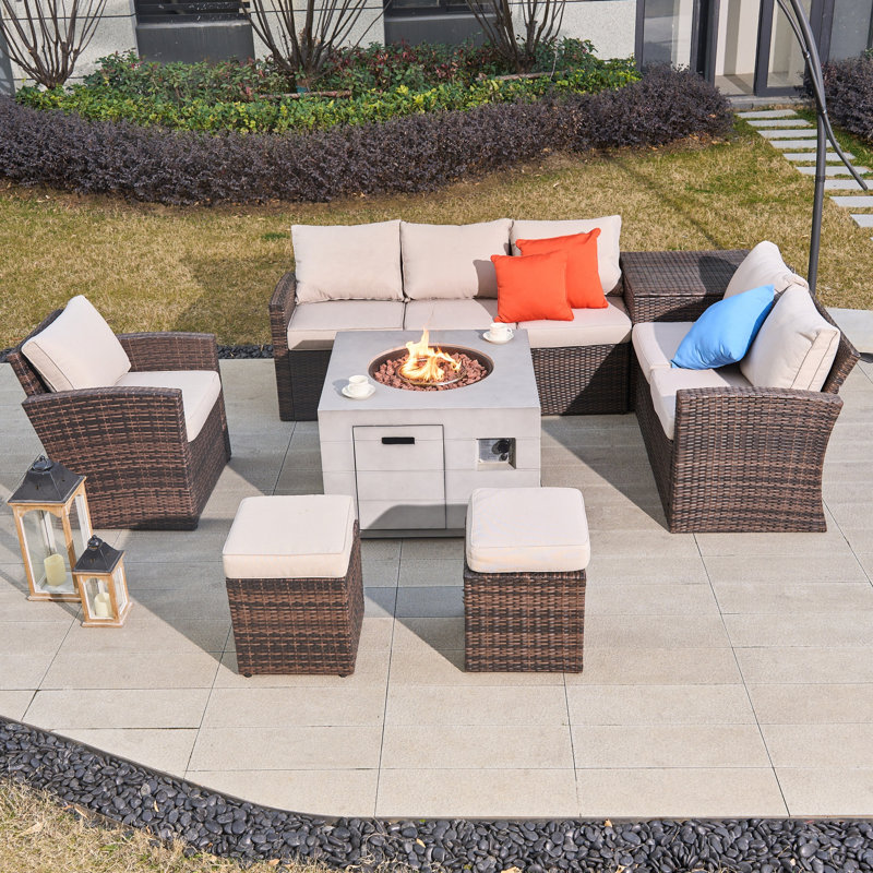 7 - Person Patio Conversation Set with Cushions