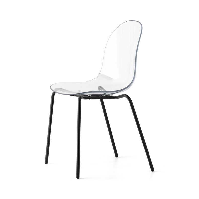 Academy Armless Chair with Metal Frame, Transparent/Matte Black