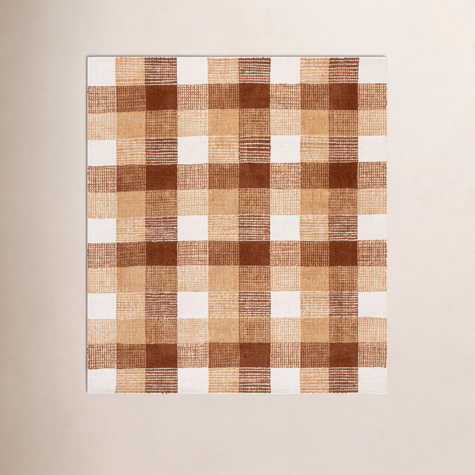 Hand-Tufted Wool Plaid Rug, Square 6'