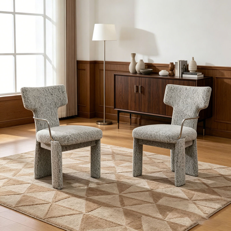 Ensemble de chaises de salle à manger rembourrées de 22,05 po de largeur, Blanc + noir - 2 pièces