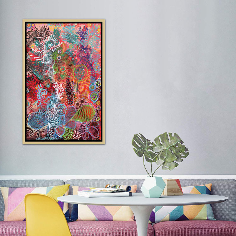 «Nature II» par Noemi Ibarz - impression d'art graphique, H 60 po x l 40po x P 1,5 po, Toile encadrée d'or