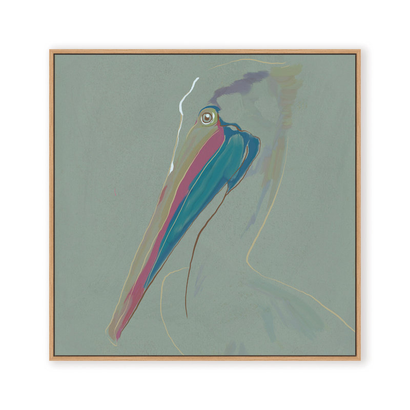 Coastal Retreat Coastal Drift: Pelican, 16" H x 16" W, Framed Canvas, Gold