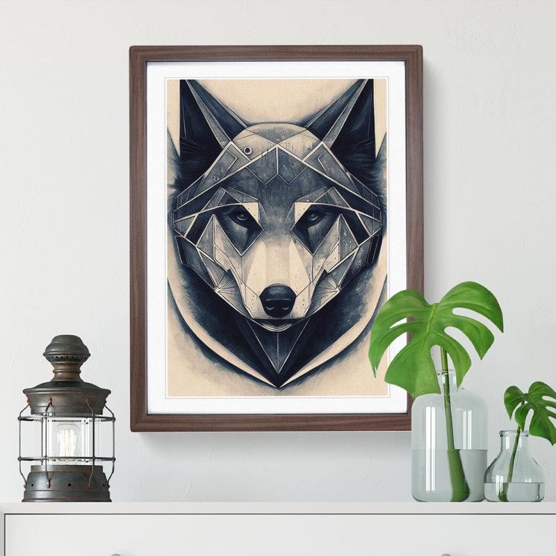 Robo Wolf - Single Picture Frame Print, 64cm H x 46cm W x 2cm D, Walnut Framed