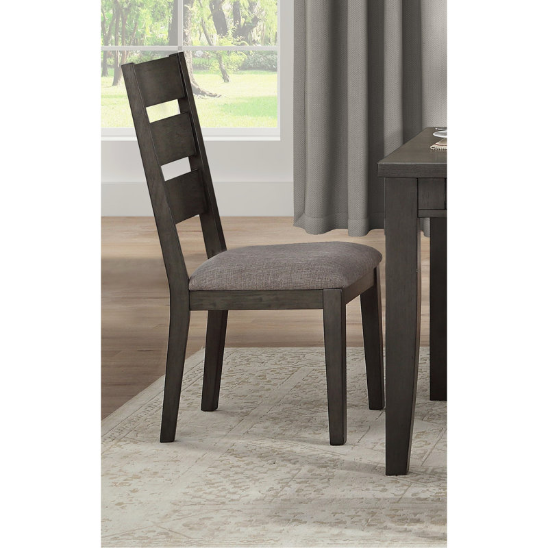 2 chaises d'appoint de salle à manger transitionnelles 2 pièces, structure en bois, siège rembourré gris, siège en tissu de style moderne, chaise de pièce