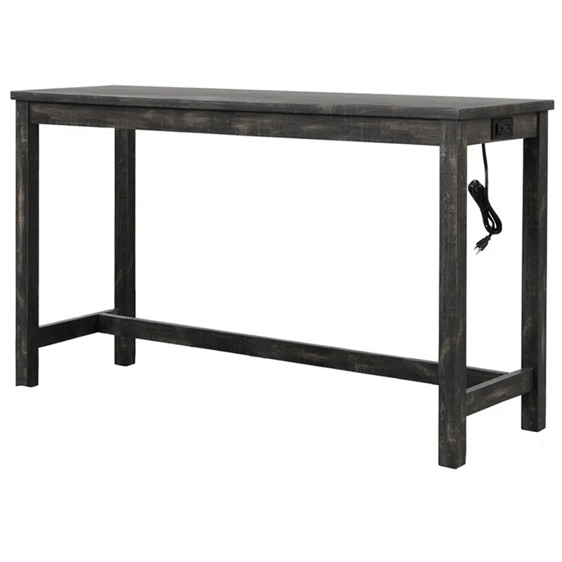 Ensemble de table en bois 3 pièces gris anthracite avec USB intégré et électrique