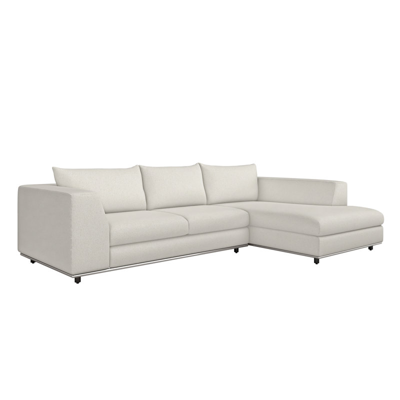 Comodo Chaise Sectional, Left Hand Facing, Cameo 100% Polyester, Icy Gray