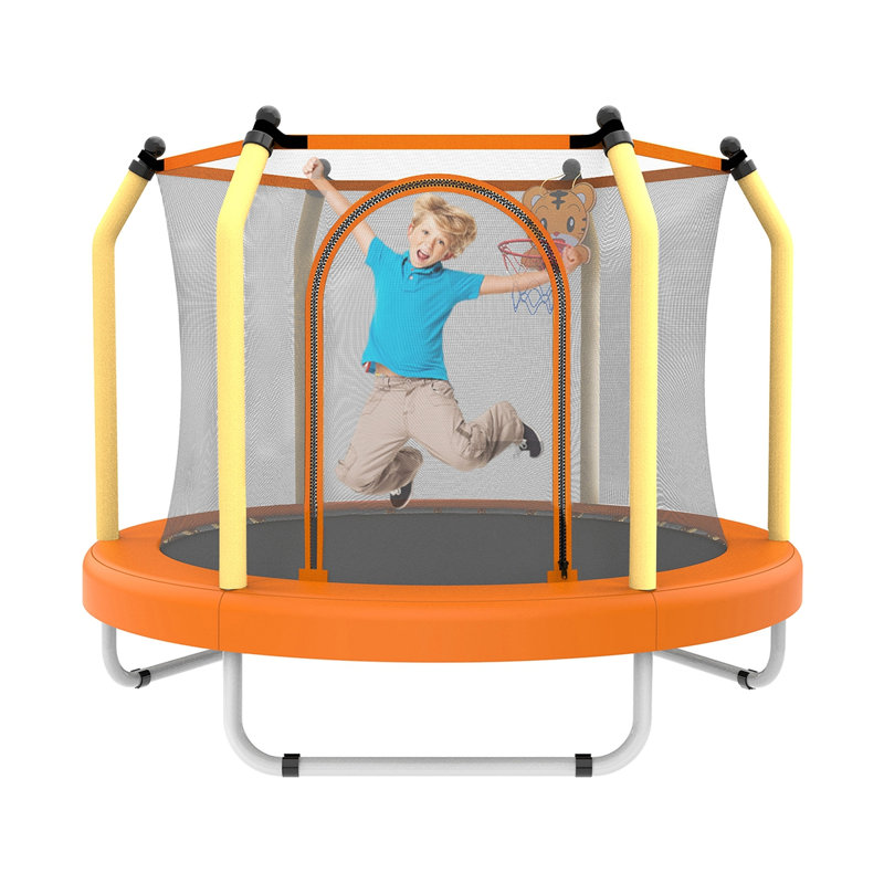Trampoline de 55 pouces pour enfants avec trampoline intérieur et extérieur pour tout-petit, Jaune