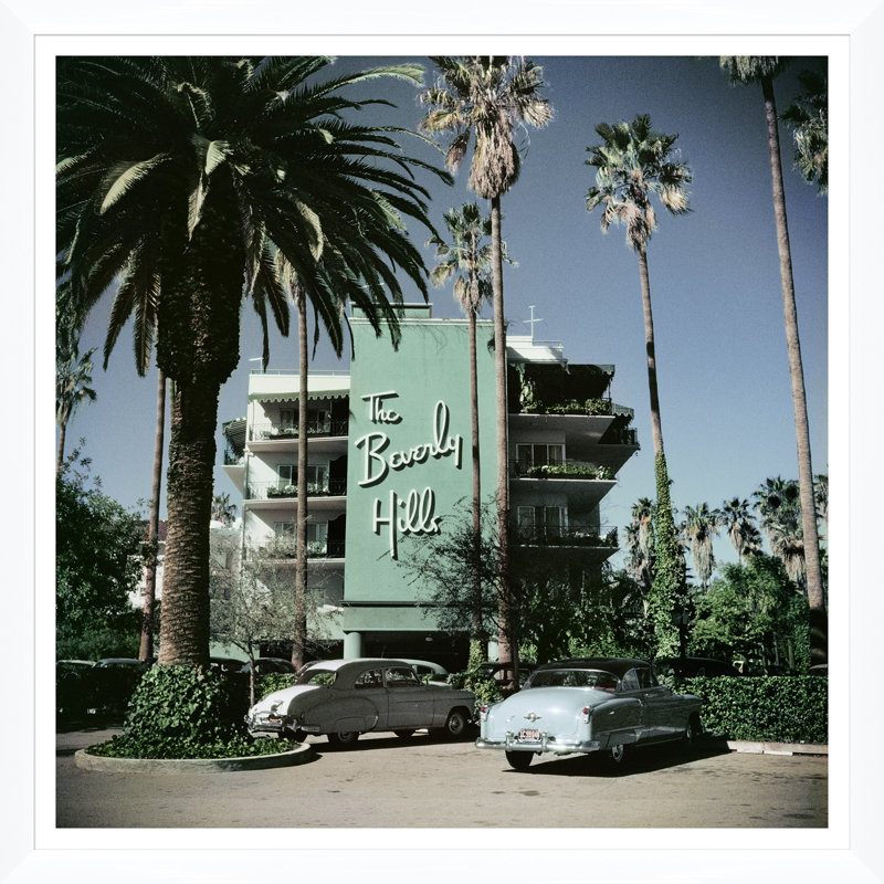 Beverly Hills Hotel Print by Slim Aarons, 51.5" H x 51.5" W x 1.5" D, White Single Picture Framed