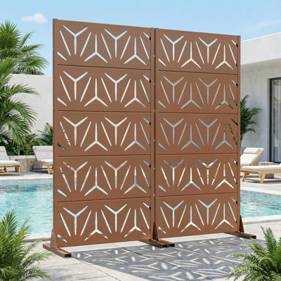 Privacy Metal Screen Fence Panel Set of 2