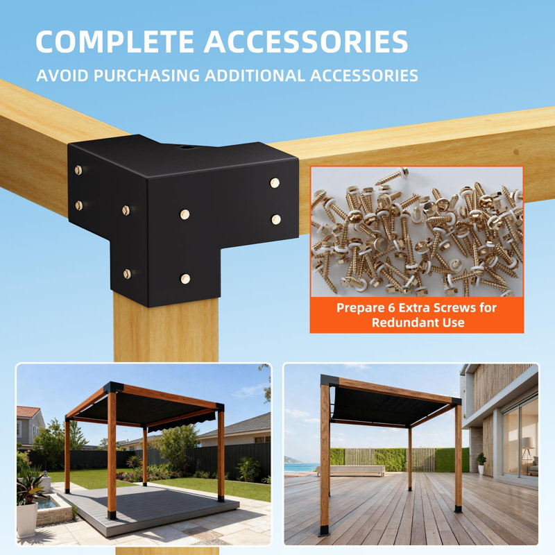 Ensemble de 4 pièces de quincaillerie en métal noir pour pergola