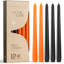 Bougies coniques d'Halloween - Lot de 12, 25 cm, chandelles orange et noires non parfumées