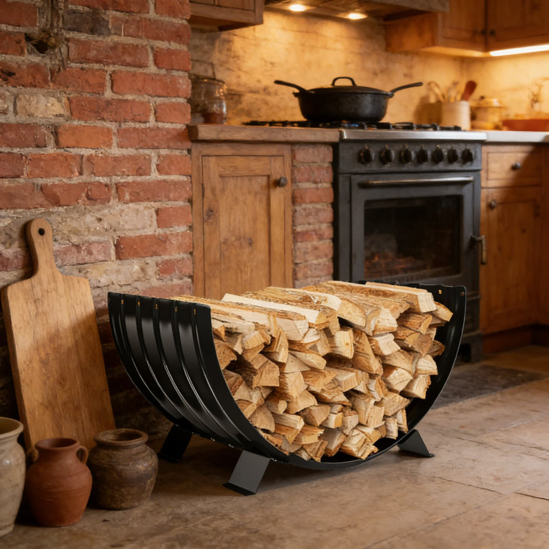 Support à bois de chauffage robuste pour une utilisation intérieure et extérieure, porte-bûches en acier galvanisé de 39 pouces avec une grande capacité et une conception antirouille pour le foyer, le foyer et le rangement dans la cour