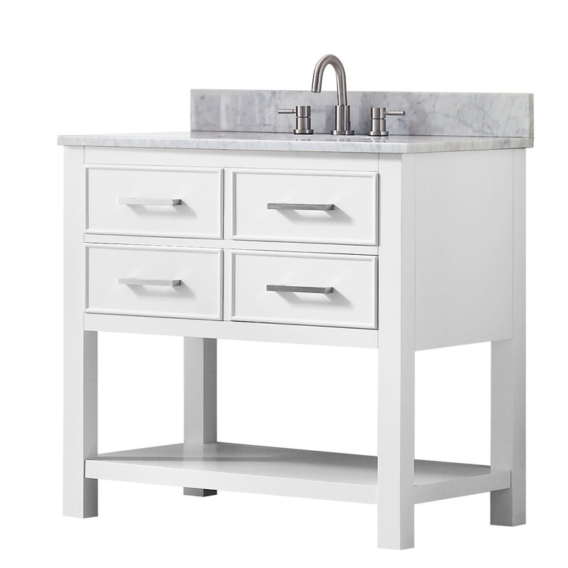 Brooks 36'' W Single Vanity, Carrera White, White