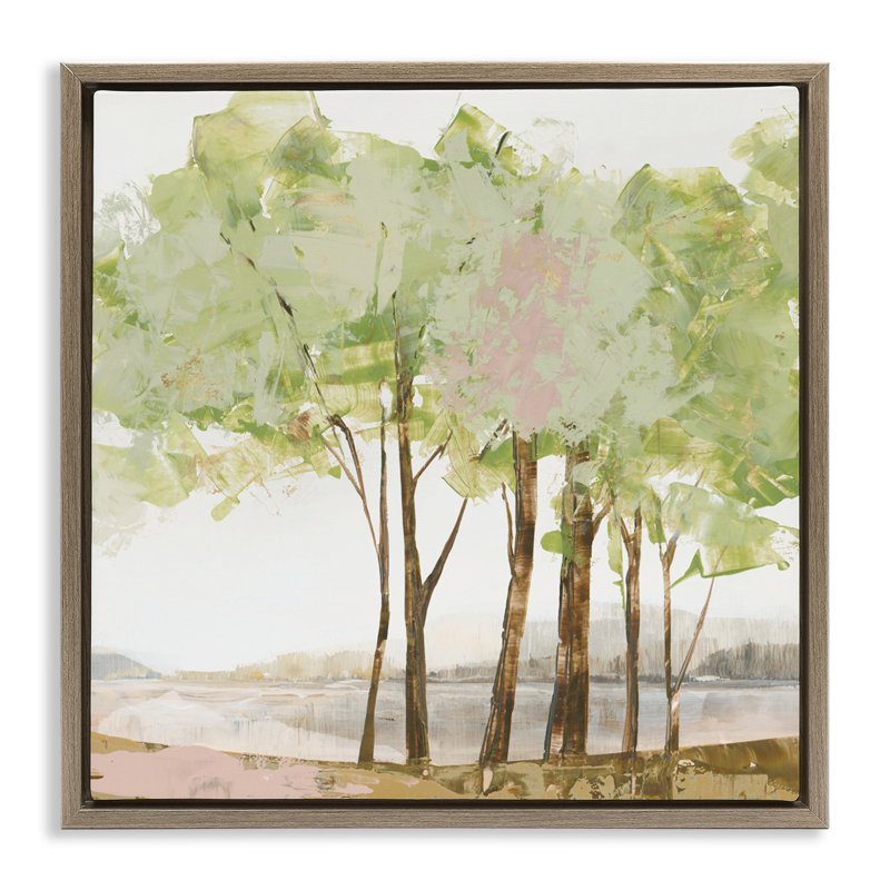 Spring Awakening Trees Floating Frame, design by Ian C., Montalcino Elm Floater Frame, 18" H x 18" W