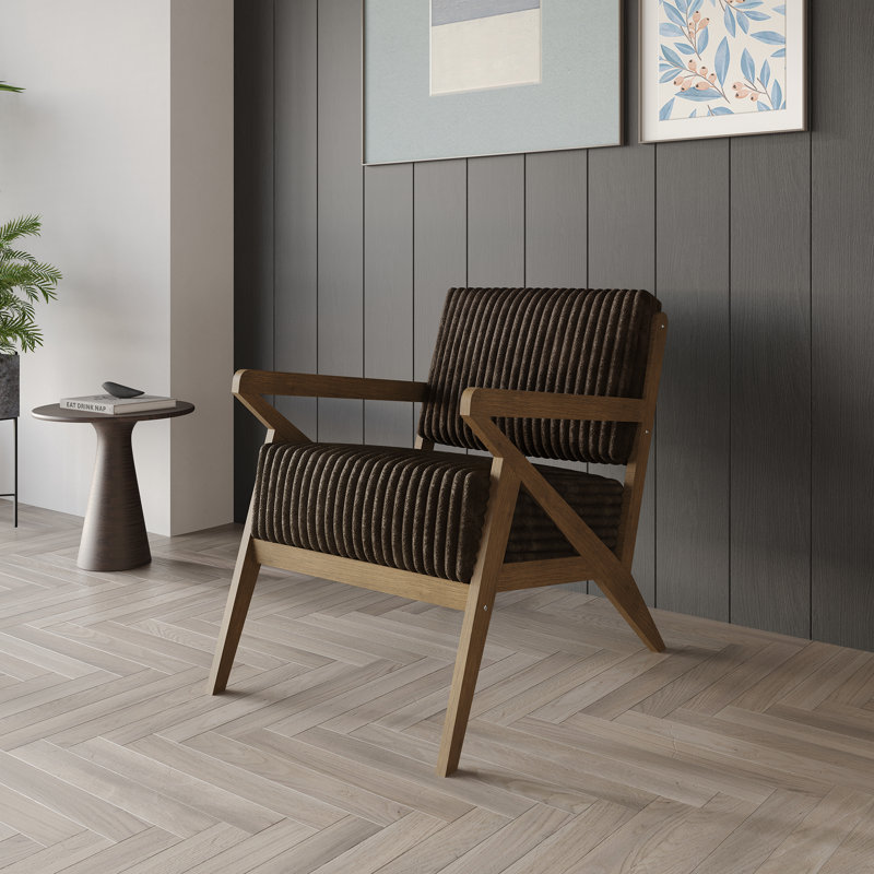 Fauteuil d'appoint en velours, Brun, Noyer
